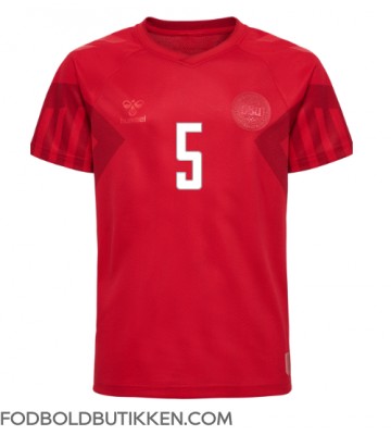 Danmark Joakim Maehle #5 Hjemmebanetrøje VM 2022 Kortærmet